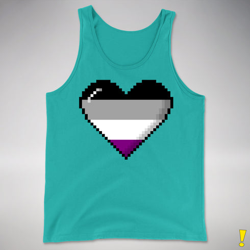 Asexual Pride 8-Bit Pixel Heart Premium Tank Top - Teal